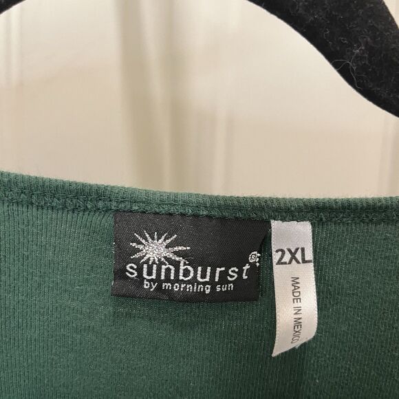 Vintage Sunburst Green Christmas Tree Embroidered Holiday Shirt Womens Size 2XL - Picture 4 of 8